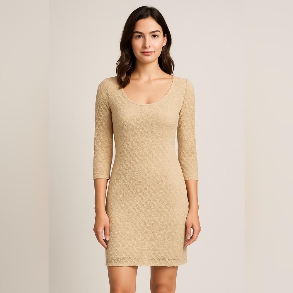 Lucky Brand Beige Crochet Lace Sheath Dress Women’s Small